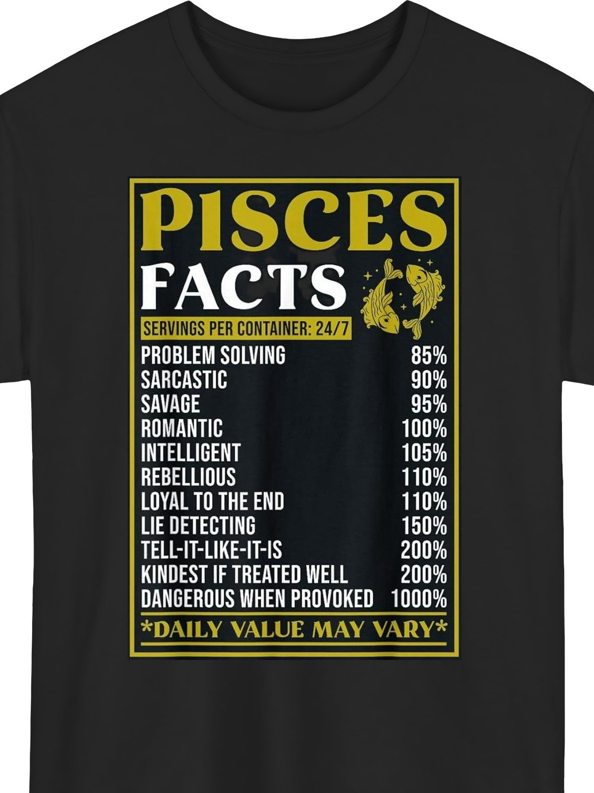 Pisces Facts Sarcastic Savage Loyal Zodiac Humor Funny Casual Gift Unisex Tee