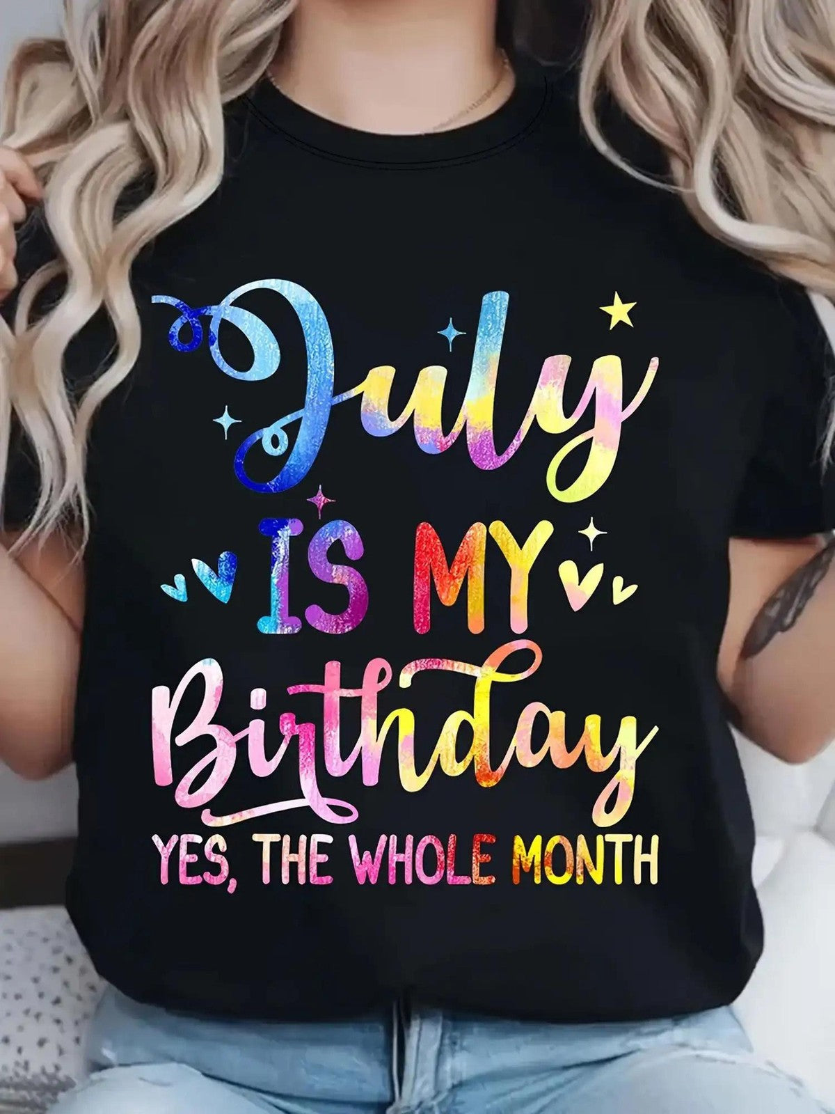 July Birthday Month Color Changing Lettering Party Summer Gift Unisex Tee