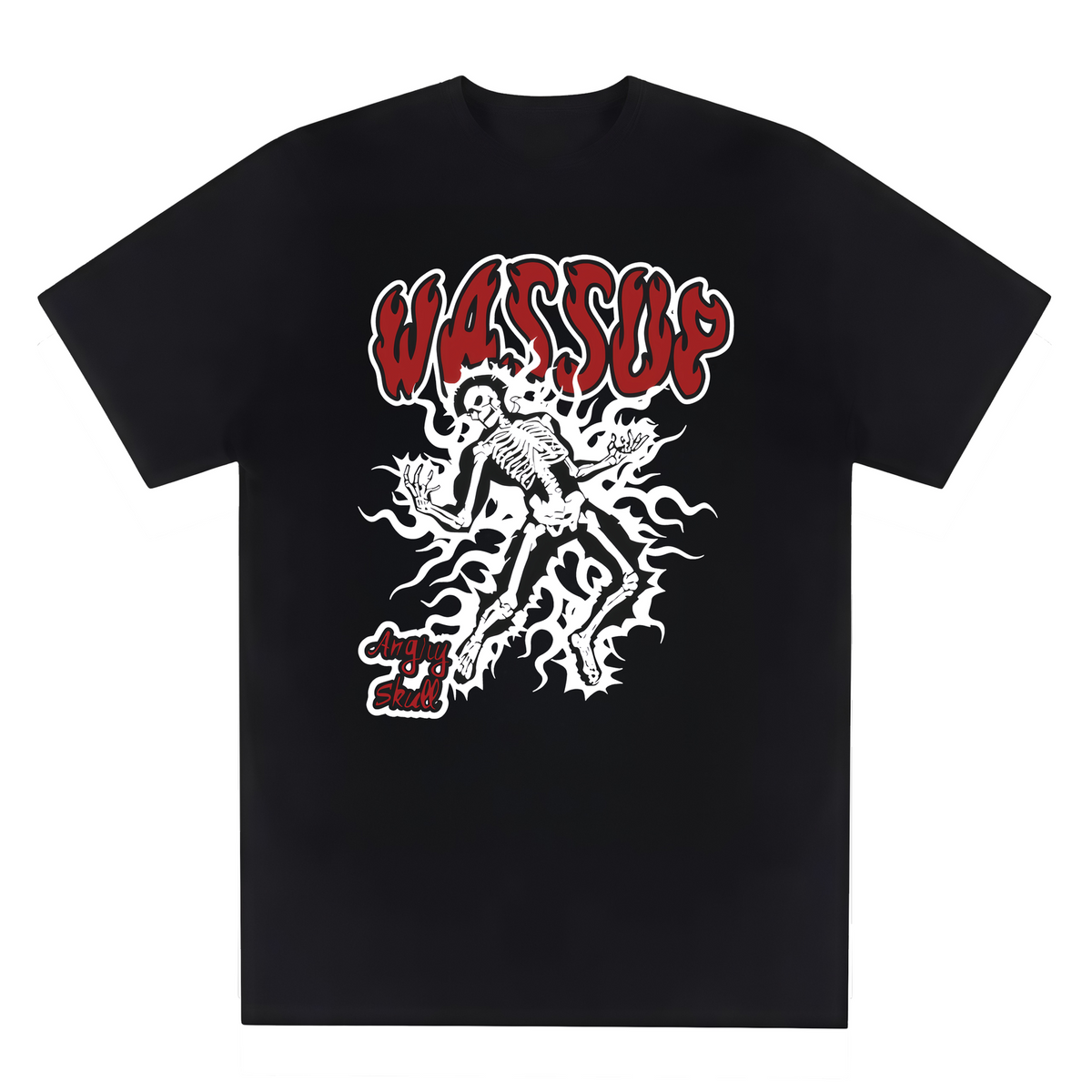 Men's Y2K Streetwear Skeleton Flame Graphic T-Shirt Men's Retro Y2K Edgy Graphic Casual Tee