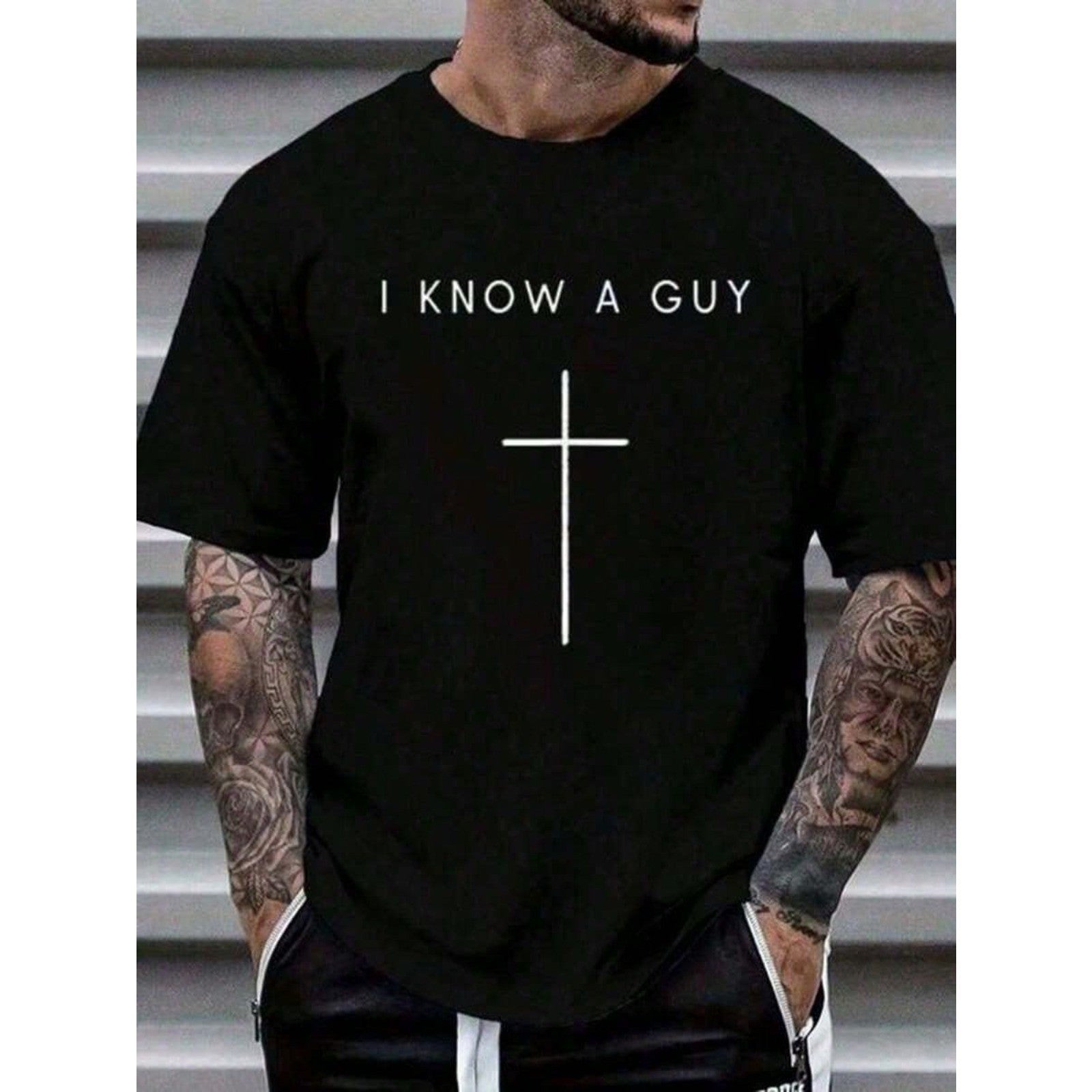 Men's "I Know A Guy" Minimalist Graphic T-Shirt Men's Bold Quote Casual Statement Graphic Tee