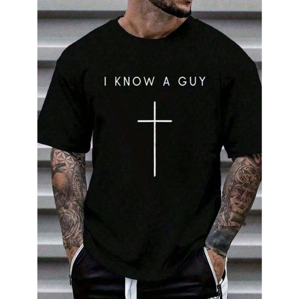 Men's "I Know A Guy" Minimalist Graphic T-Shirt Men's Bold Quote Casual Statement Graphic Tee