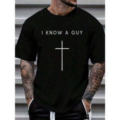 Men's "I Know A Guy" Minimalist Graphic T-Shirt Men's Bold Quote Casual Statement Graphic Tee