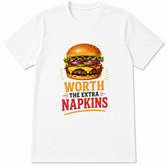 Cheeseburger Worth Extra Napkins Retro Fast Food BBQ Cookout Vintage Unisex Tee