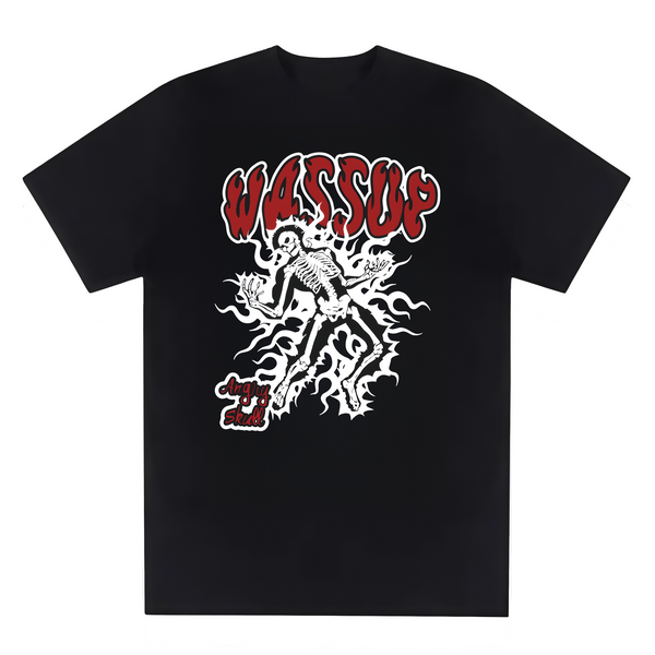 Men's Y2K Streetwear Skeleton Flame Graphic T-Shirt Men's Retro Y2K Edgy Graphic Casual Tee