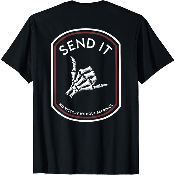 Men's Motivational Phrase Skeleton Hand Graphic Tee