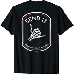 Men's Motivational Phrase Skeleton Hand Graphic Tee