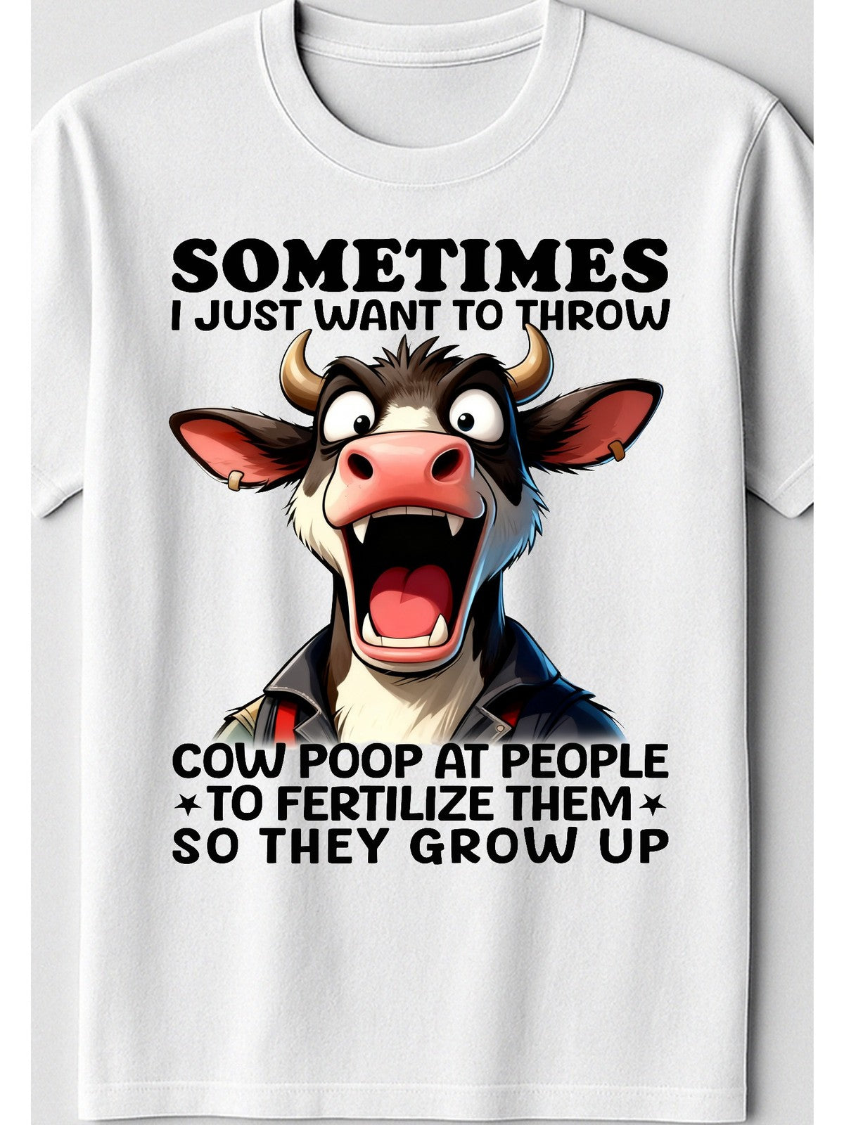 Throw Cow Dung Fertilize Funny Farm Milk Outdoor Camping BBQ Casual Unisex Tee