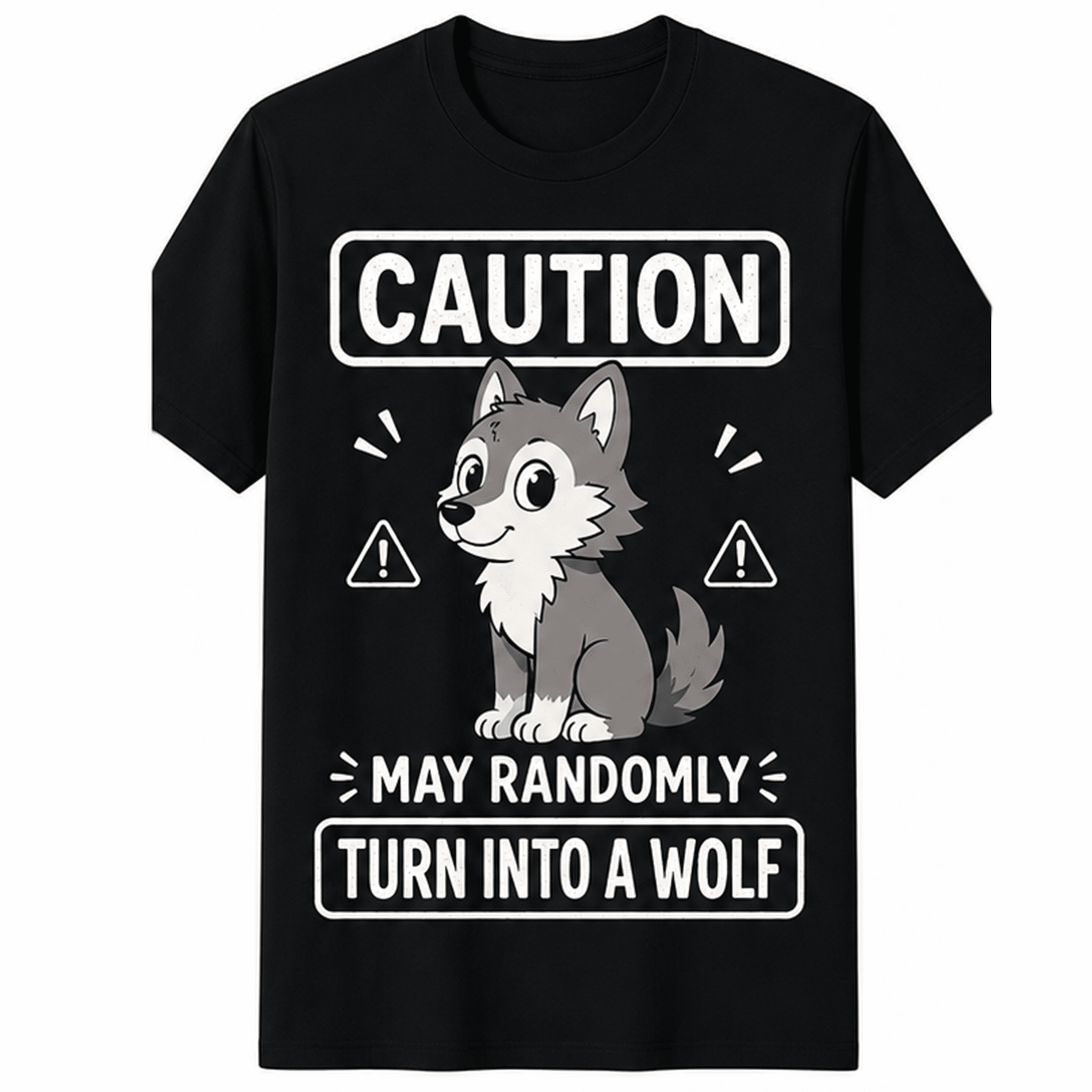 Funny Wolf Cartoon Randomly Turn Into Wolf Lover Animal Humor Gift Unisex Tee