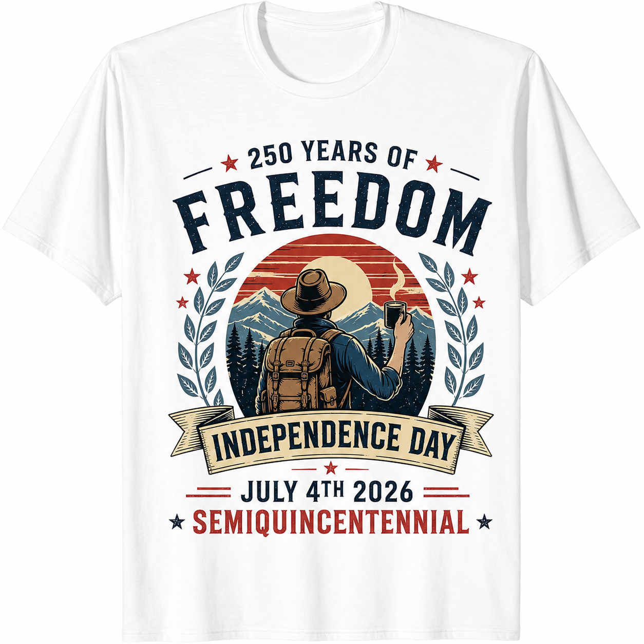 250 Years Freedom Independence Day 2026 USA 4th July Semiquincentennial Tee