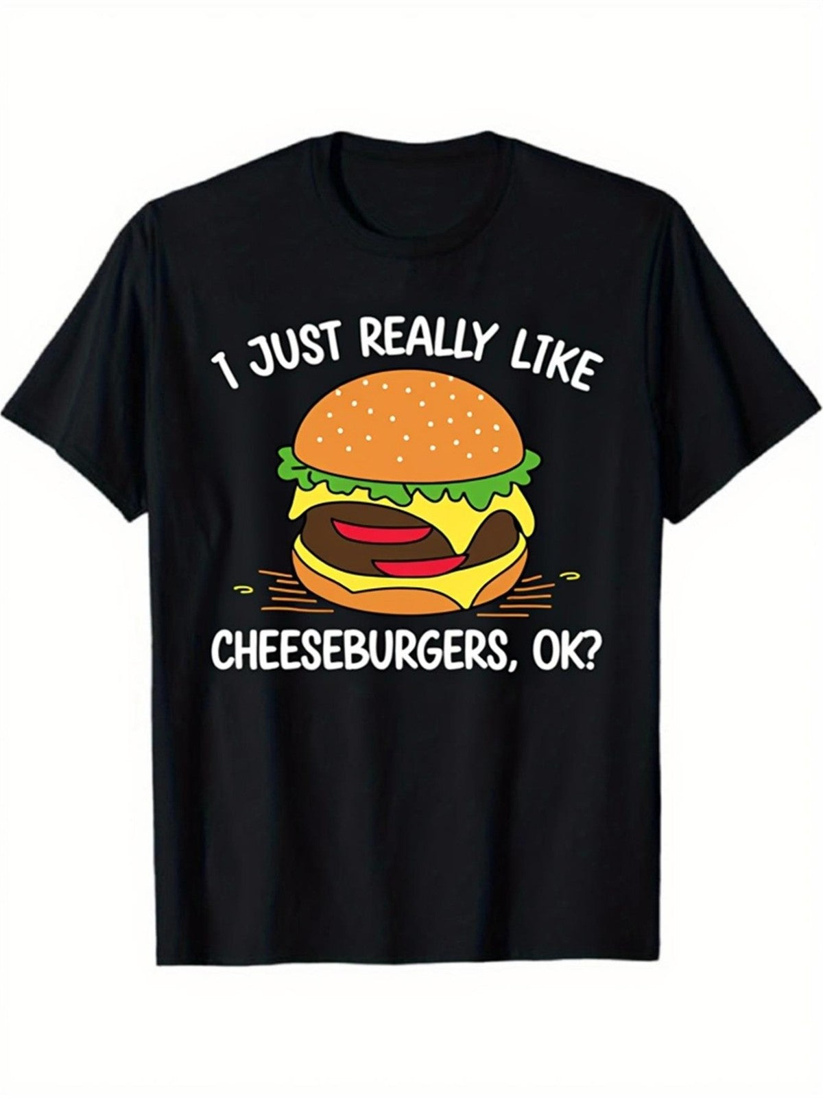 Funny Cheeseburger Lovers Heavyweight Casual Crew Neck Plus Size Gift Unisex Tee