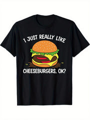 Funny Cheeseburger Lovers Heavyweight Casual Crew Neck Plus Size Gift Unisex Tee
