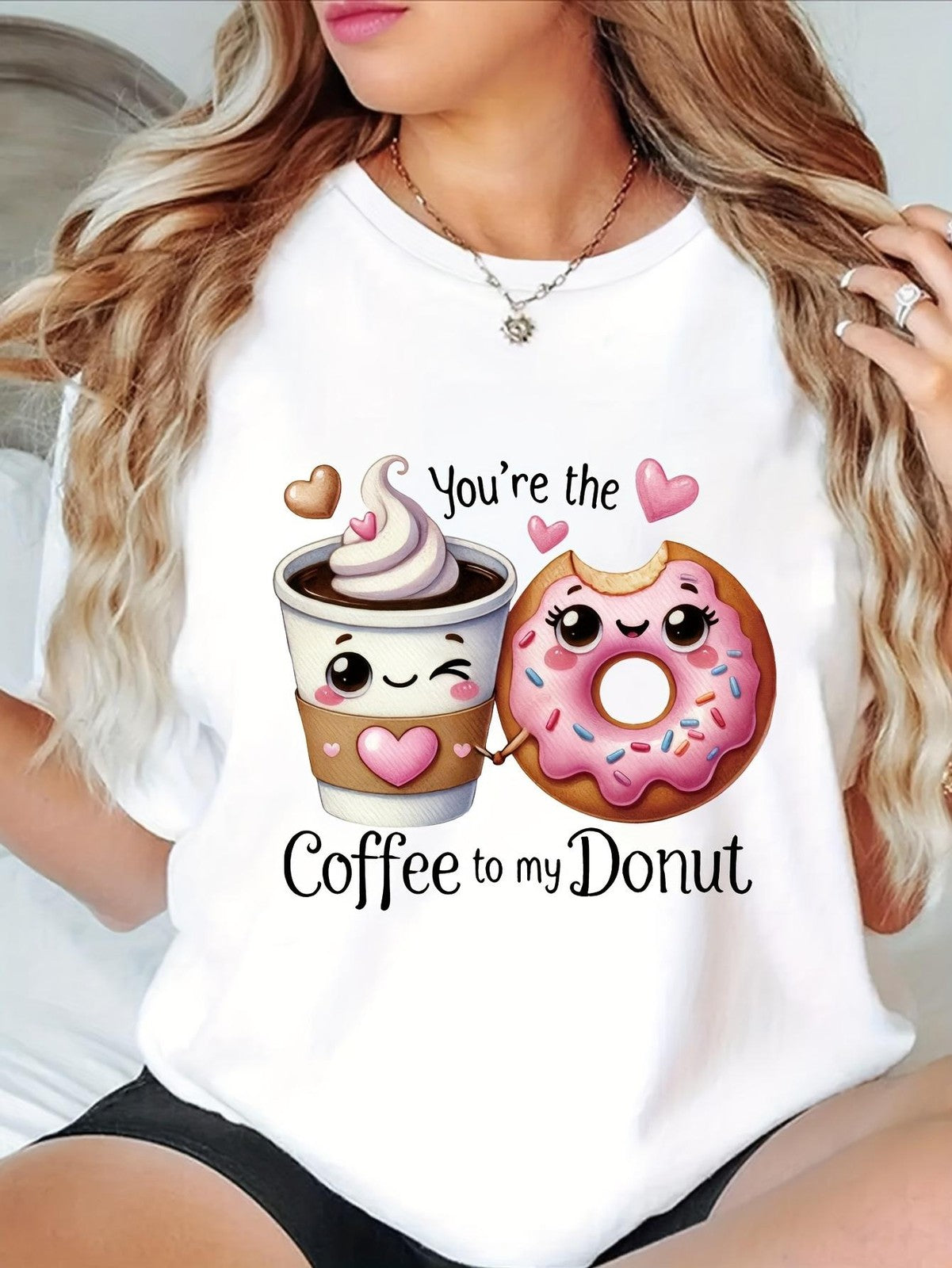 Coffee To My Donut Cute Couple Matching Romantic Breakfast Foodie Gift UnisexTee