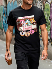 Kitten Donuts Cat Lover Cute Doughnut Streetwear Trendy Summer Gift Unisex Tee