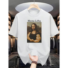 Monalift Funny Mona Lisa Fitness Workout Gym Humor Graphic Unisex Tee