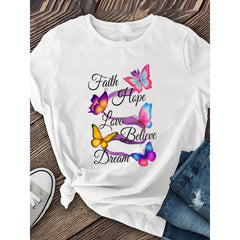 Faith Hope Love Believe Dream Butterfly Floral Christian Positive Gift UnisexTee