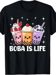 Boba Is Life Retro Bubble Tea Kawaii Milk Cup Cute Gift Trendy Summer Unisex Tee