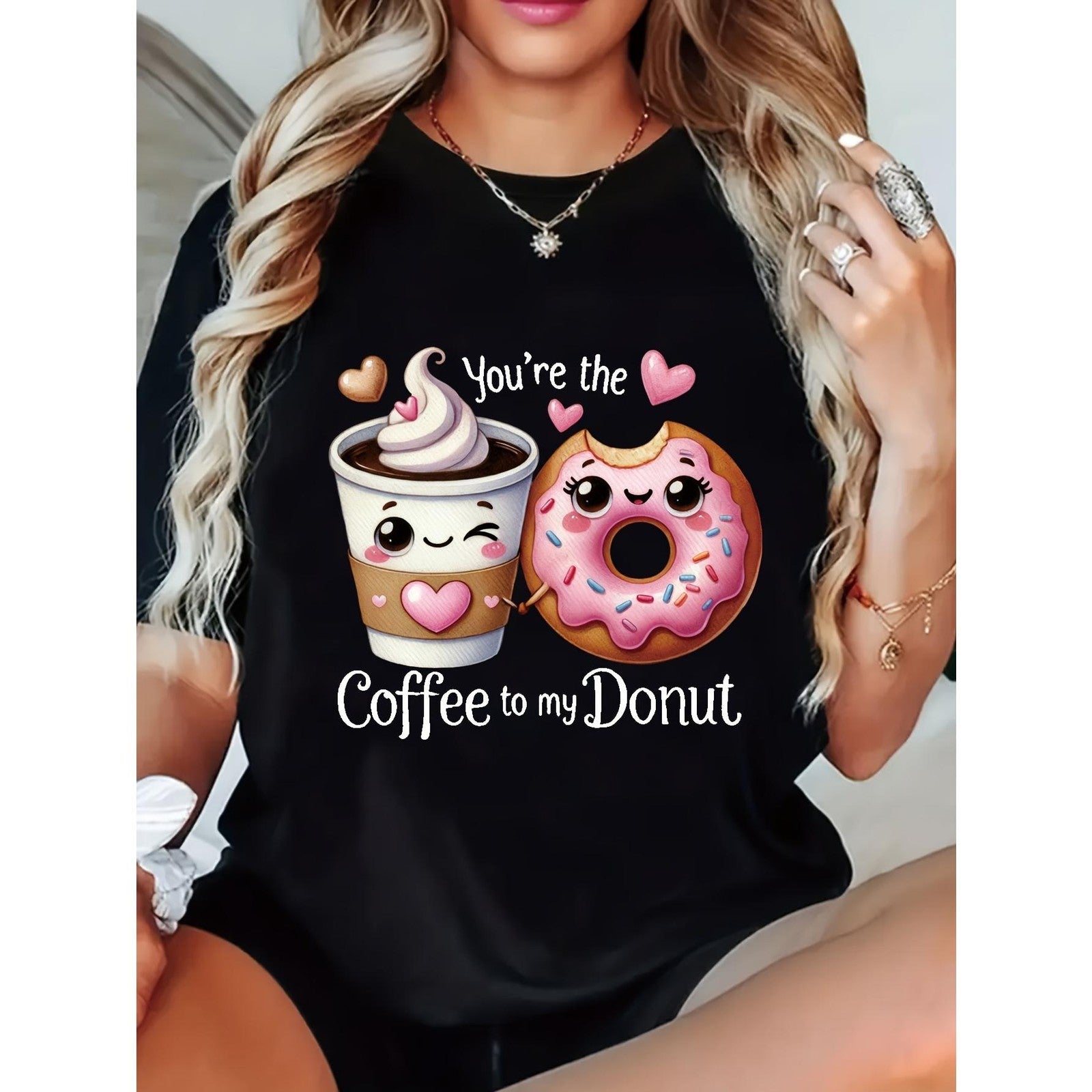 Coffee To My Donut Cute Couple Matching Romantic Breakfast Foodie Gift UnisexTee