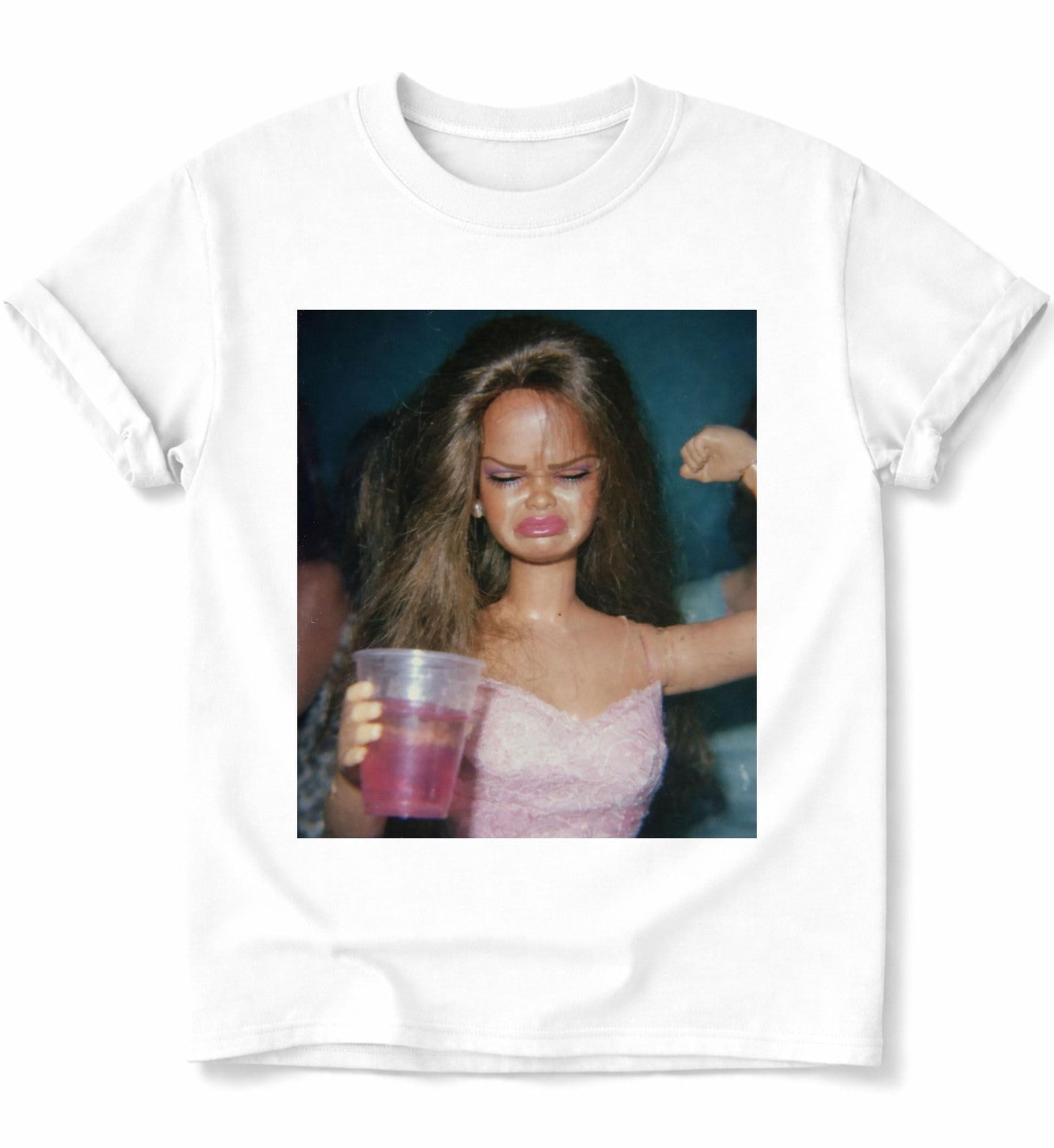Funny Doll Girl Party Meme Vintage 90s Retro Doll Face Graphic Unisex Shirt