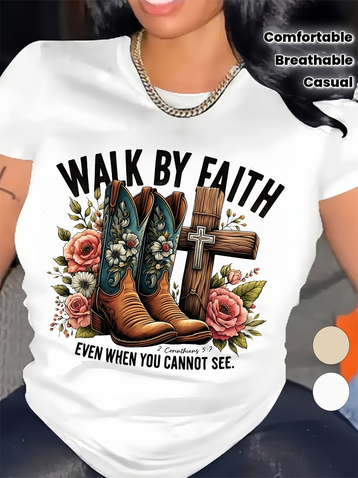 Walk By Faith Even When Cannot See Christian Cowboy Boots Cross Gift Unisex Tee