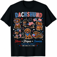 Patriotic Dachshund Wiener Dog 4th July Star Stripes USA DogLover Gift UnisexTee