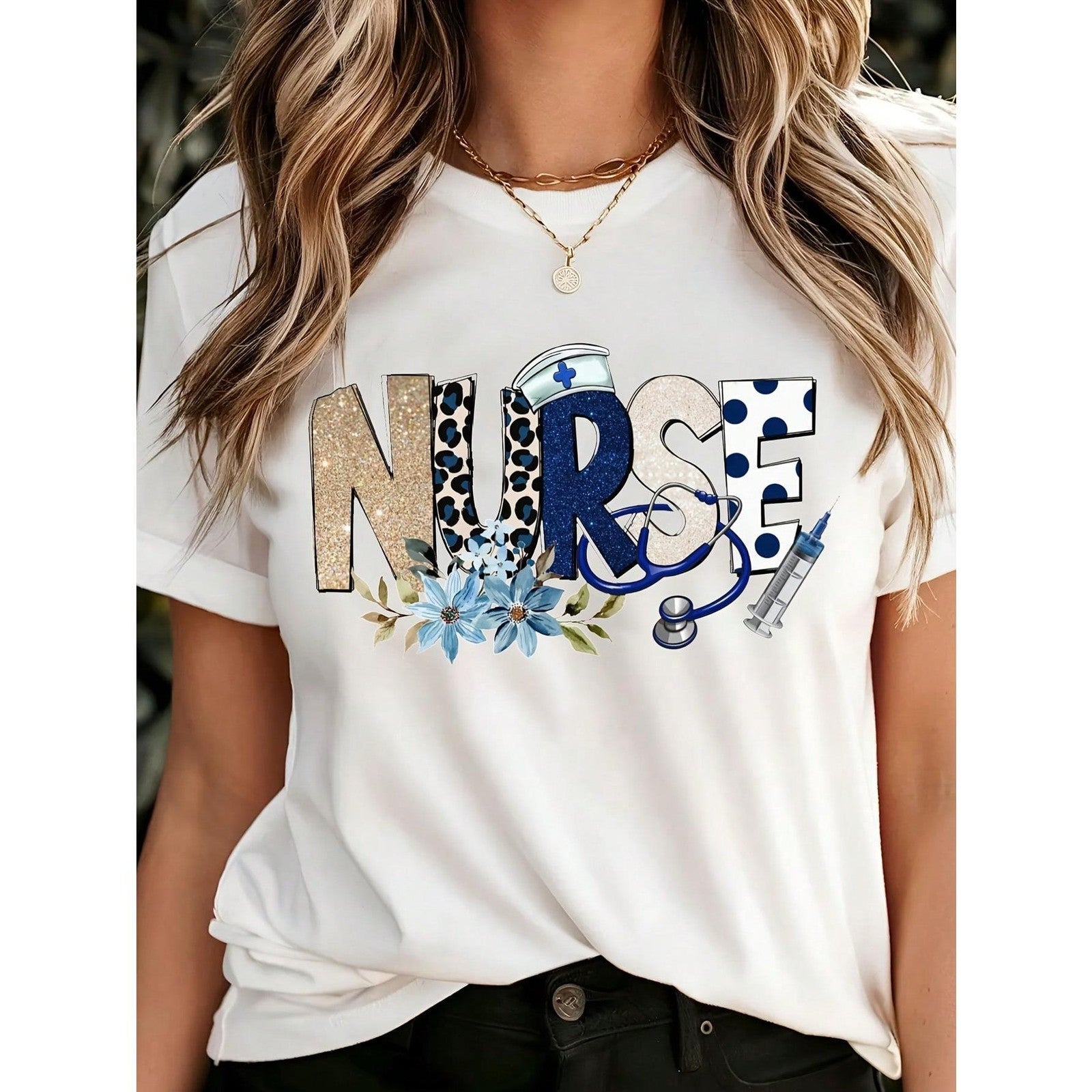 Nurse Life Floral T-Shirt | Stethoscope & Flower Graphic Tee for Nurses