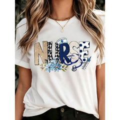 Nurse Life Floral T-Shirt | Stethoscope & Flower Graphic Tee for Nurses