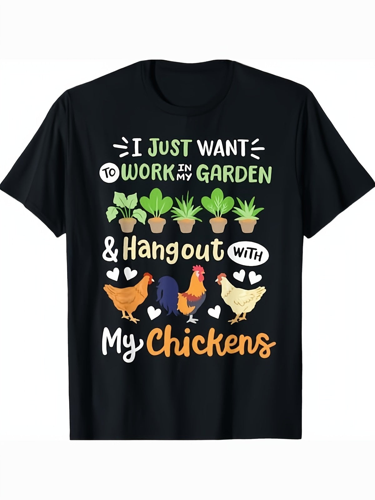 Funny Chicken Lover Work Garden Hangout Gardening Pun Casual Gift Unisex Tee