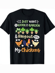 Funny Chicken Lover Work Garden Hangout Gardening Pun Casual Gift Unisex Tee