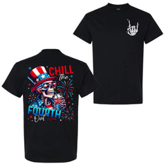 Chill The Fourth Out Funny Skeleton 4th July Patriotic Freedom Unisex Tee