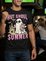 Hot Ghoul Summer Pool Halloween Cute Spooky Retro Heavyweight Casual Unisex Tee