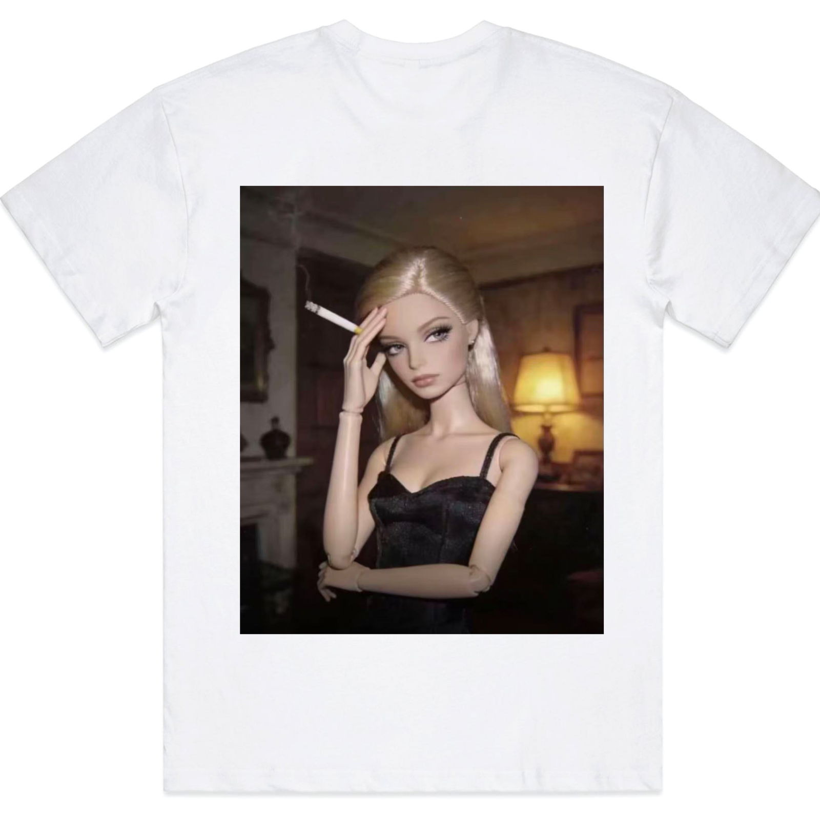 Creepy Blonde Doll Face Graphic T Shirt Vintage Aesthetic Unisex Streetwear Tee