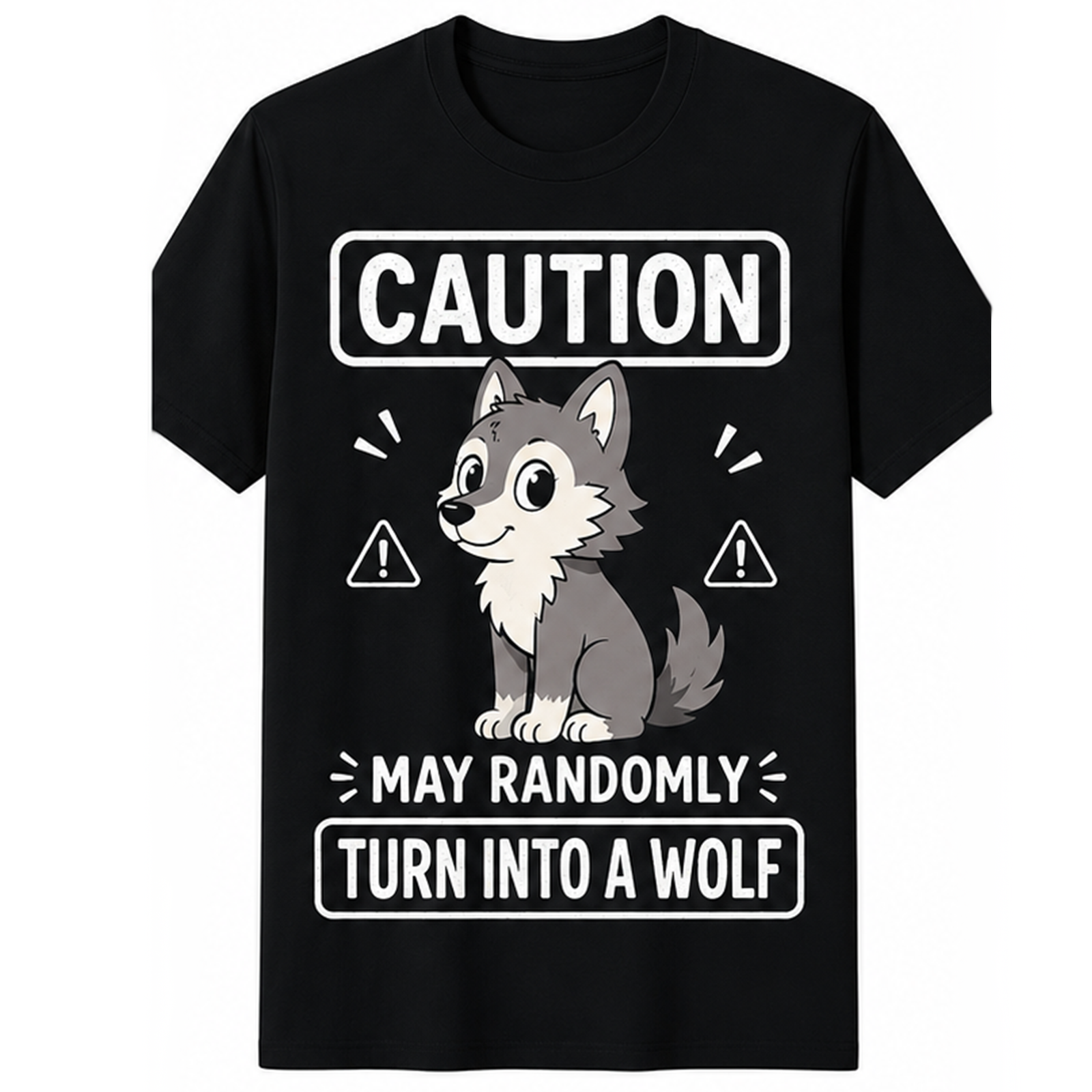 Funny Wolf Cartoon Randomly Turn Into Wolf Lover Animal Humor Gift Unisex Tee