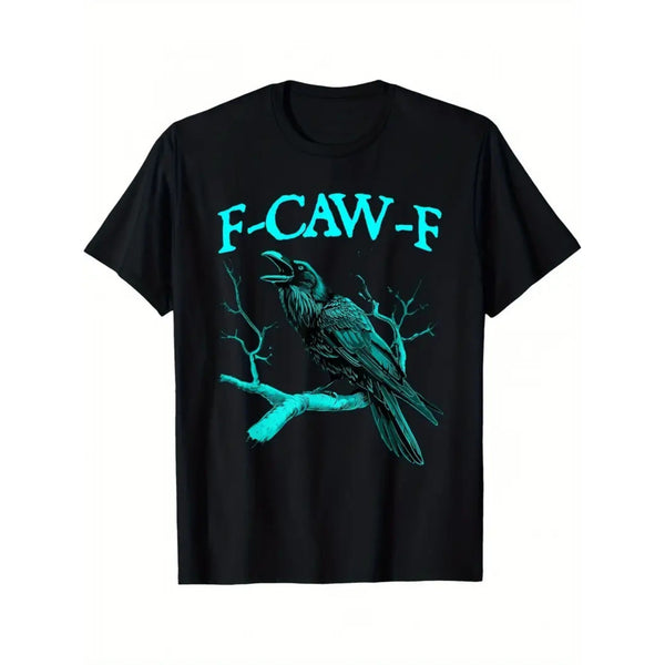 Men's Gothic Raven Graphic T-Shirt Men's Dark Style Crow Casual Statement Tee