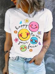 Happy To See Your Face Cartoon Teacher Appreciation Day Gift Casual Unisex Tee