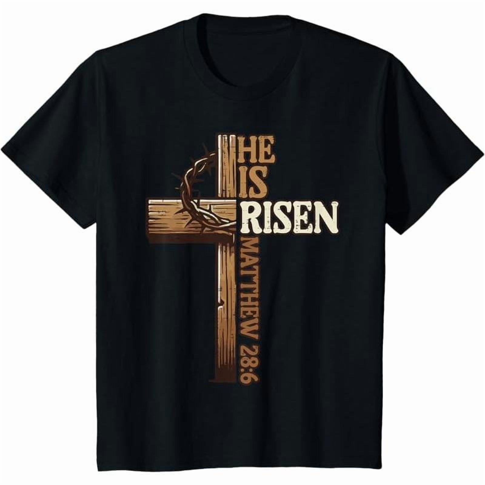 He Is Risen Cross T-Shirt - Easter Jesus Christian Gift Cotton Tee