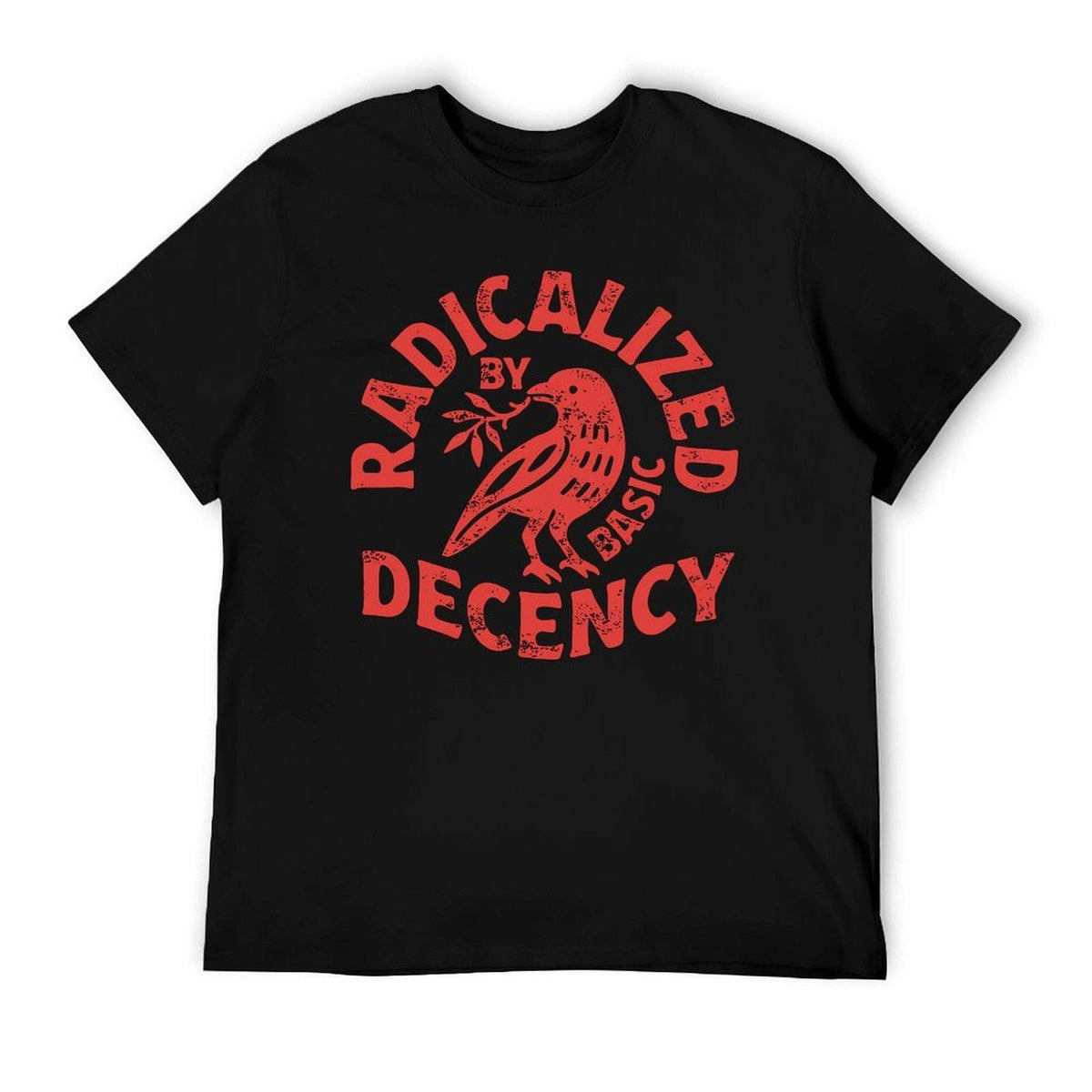Vintage Wash Radicalized By Basic Decency Unisex T-Shirt - Social Commentary Graphic Tee, Peace Dove Print
