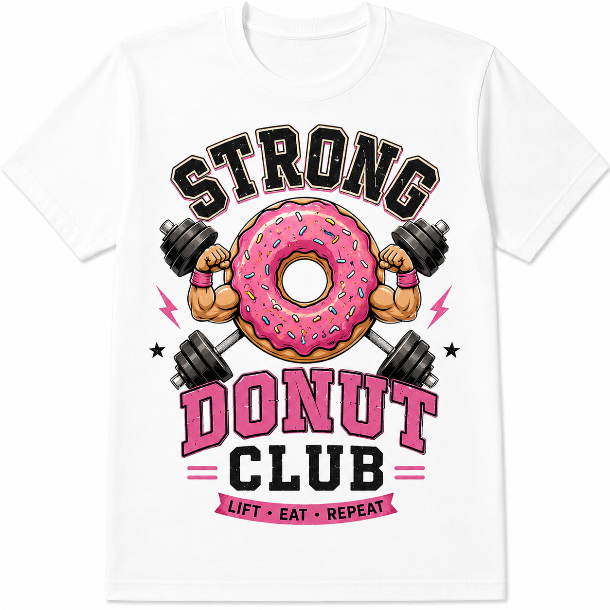Strong Donut Club Vintage Gym Workout Funny Fitness Athletic Gift Unisex Tee