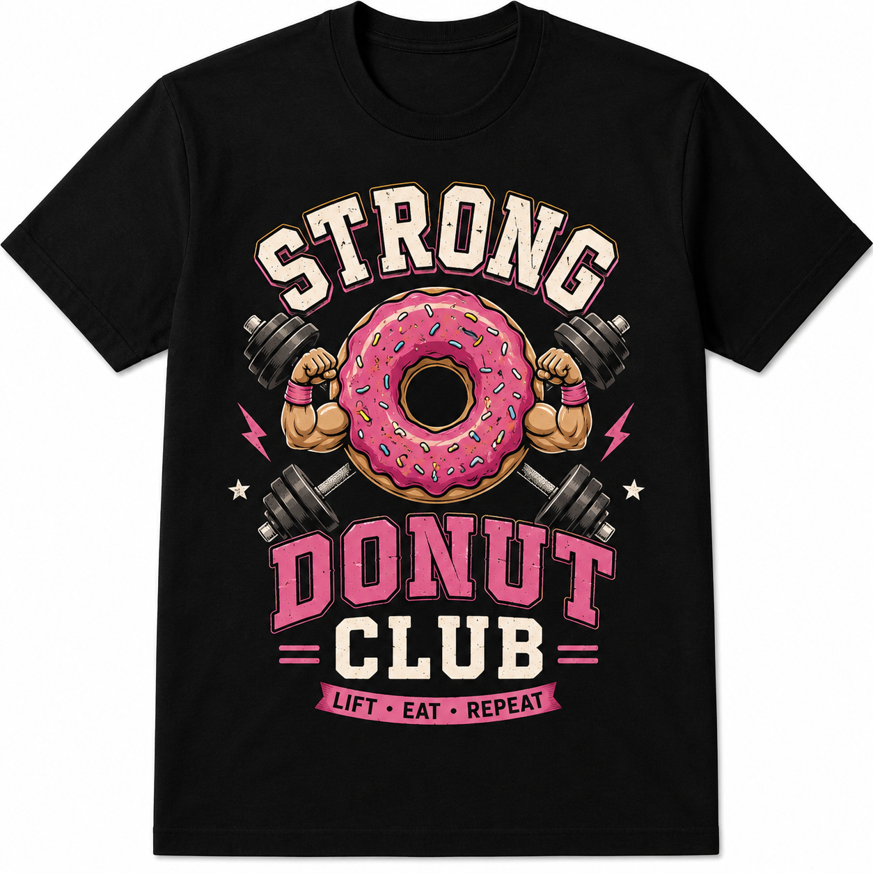 Strong Donut Club Vintage Gym Workout Funny Fitness Athletic Gift Unisex Tee