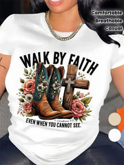Walk By Faith Even When Cannot See Christian Cowboy Boots Cross Gift Unisex Tee