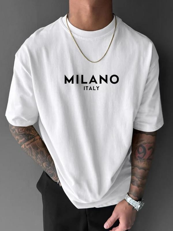 Men's Casual Letter Graphic Tee - Regular Fit Crew Neck T-Shirt