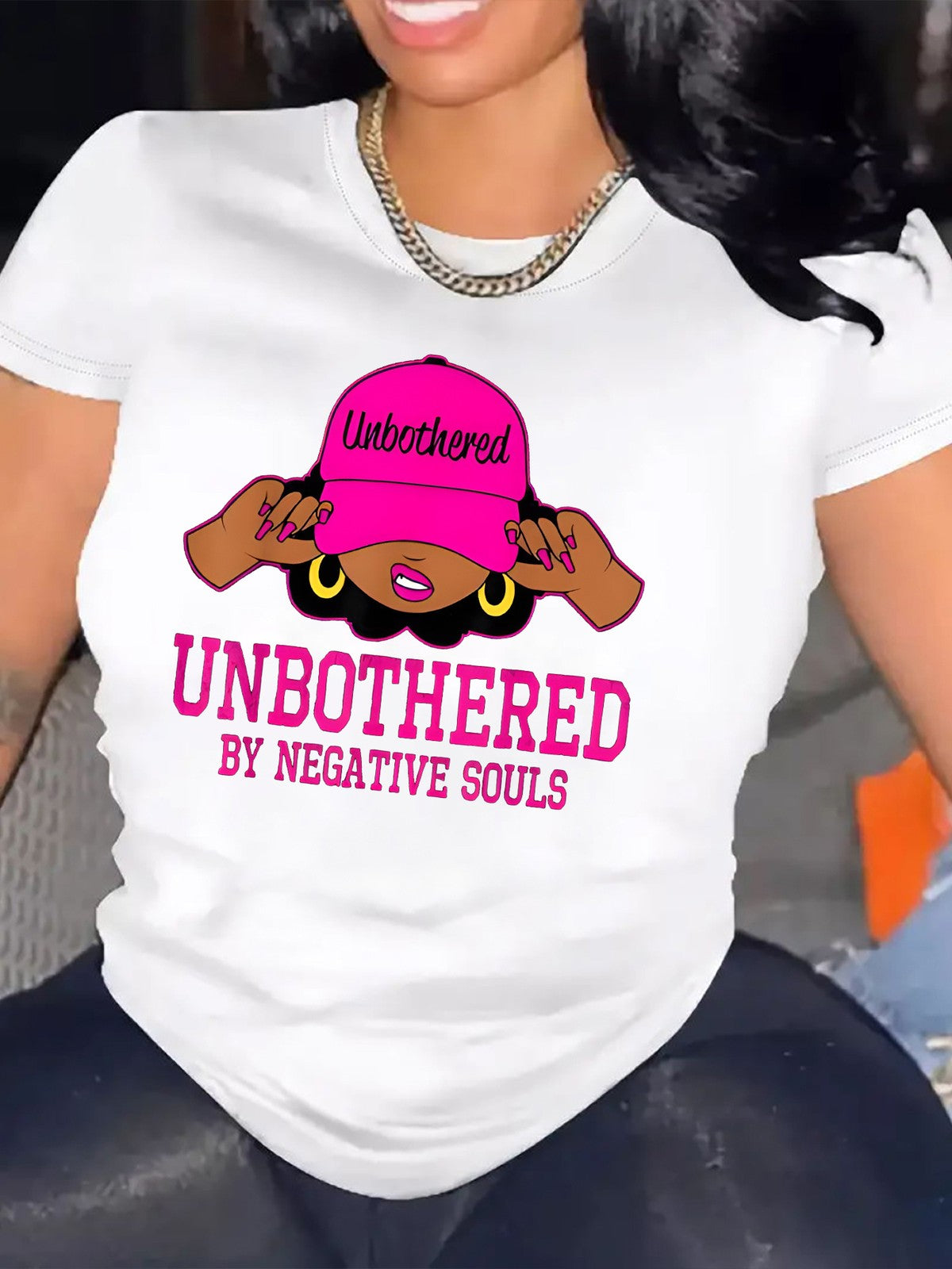Unbothered By Negative Souls Sassy Streetwear Plus Size Casual Gift Unisex Tee