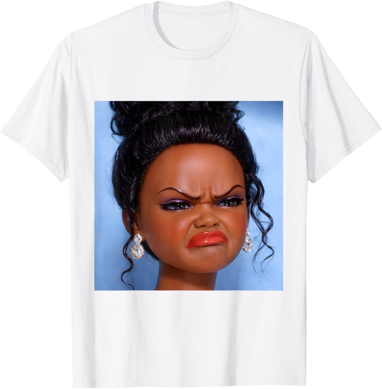 Funny Angry Disgusted Black Doll Face Meme Graphic Unisex Shirt