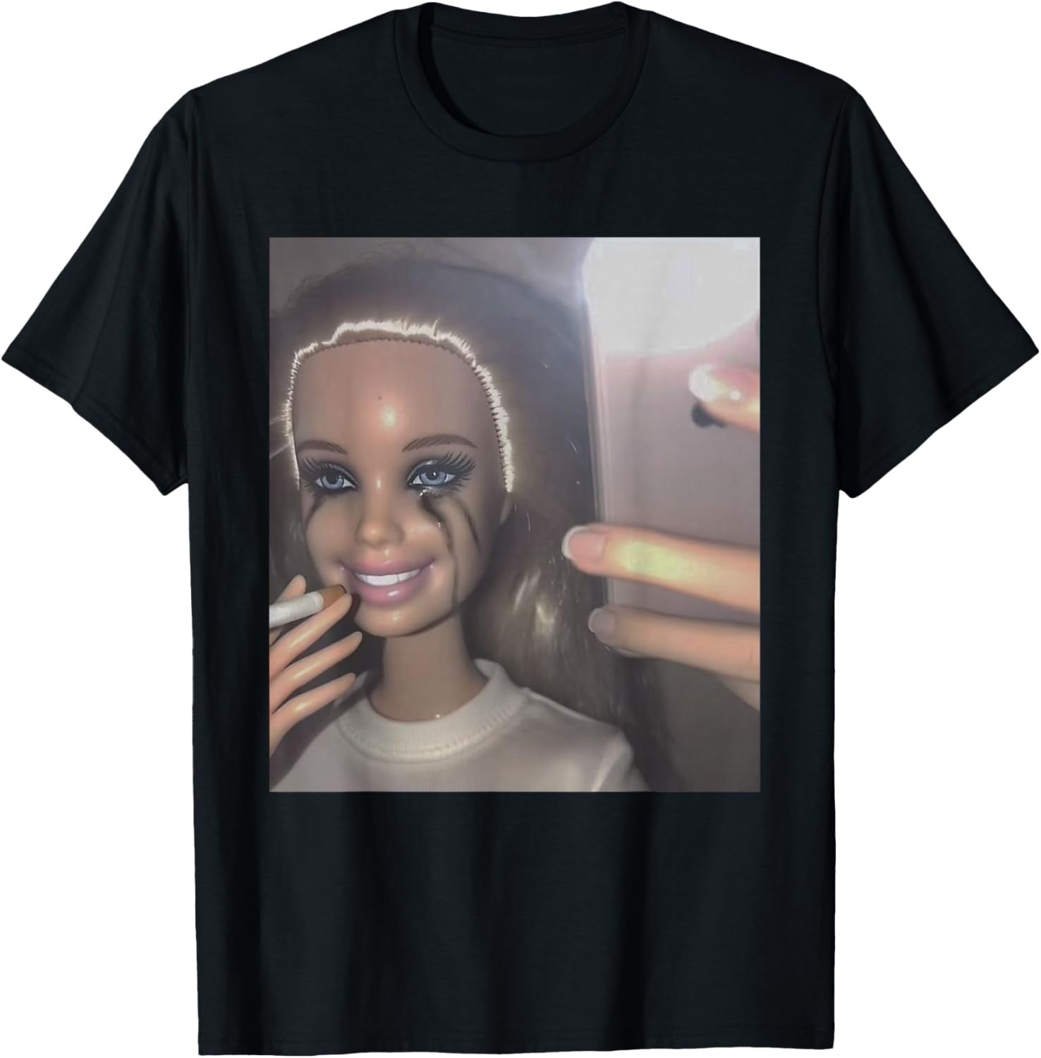 Funny Cry Doll Face Meme Viral Trending Internet Humor Unisex Tee