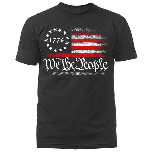 Men's "We The People" 1776 Patriotic Graphic T-Shirt Men's American Heritage Flag Inspired Casual Tee