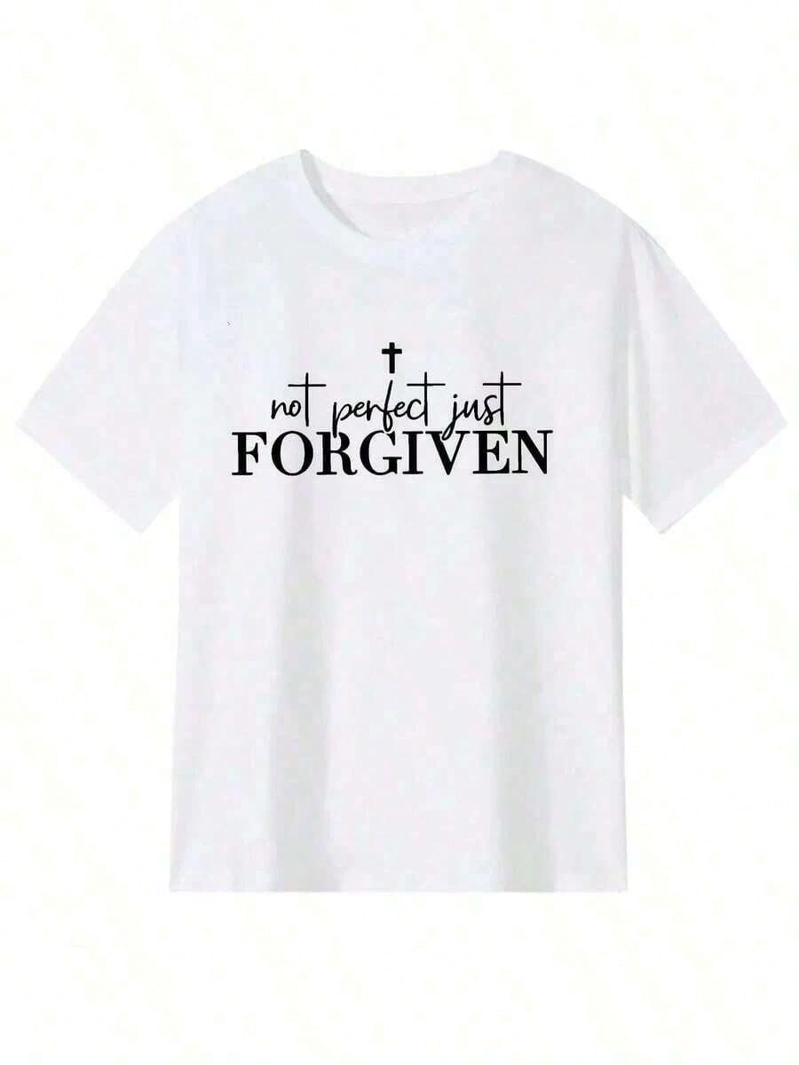 Men's Not Perfect Just Forgiven Graphic T-Shirt Men's Inspirational Positive Message Graphic Tee
