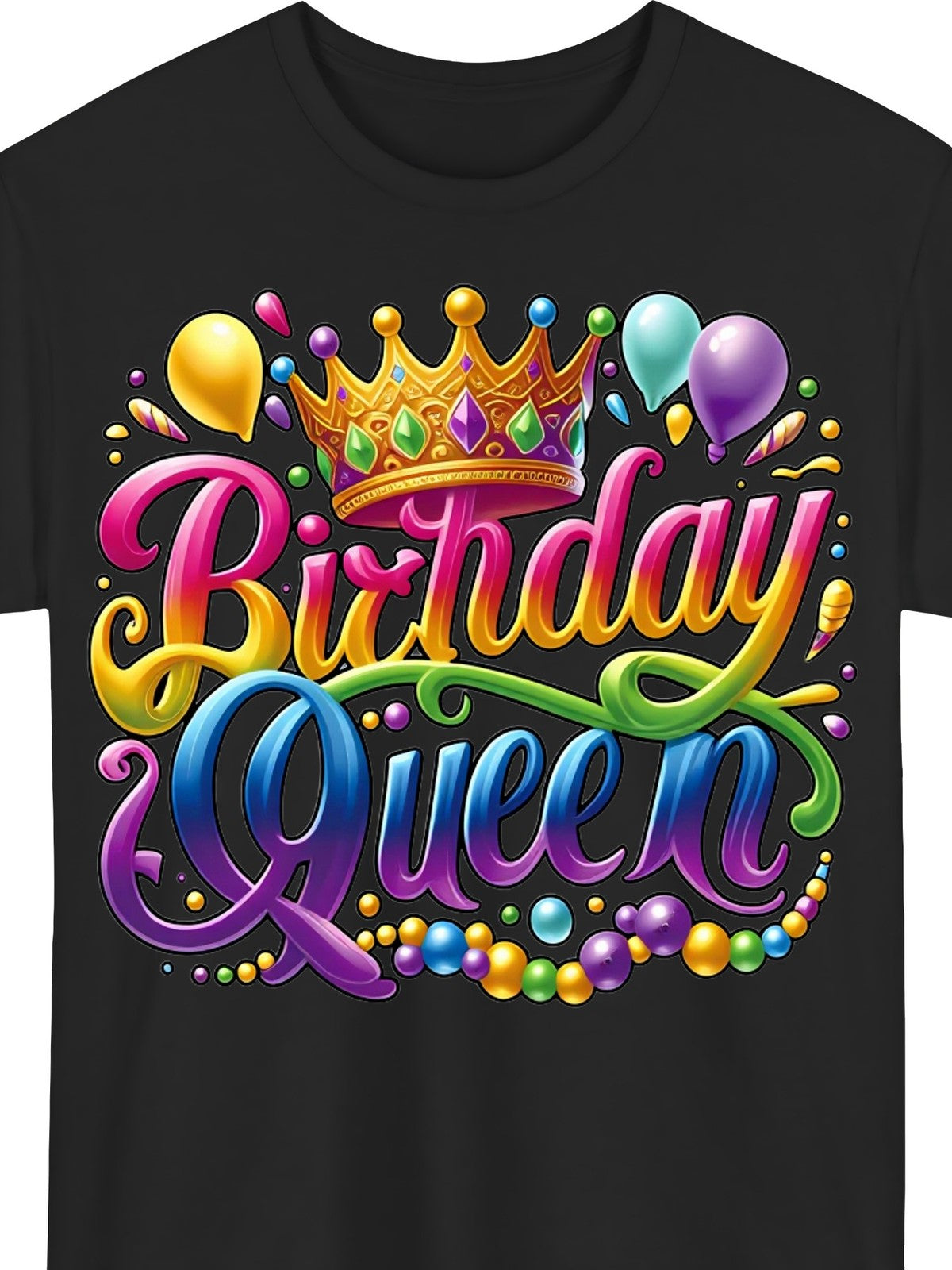 Birthday Queen Crown Balloon Party Plus Size Casual Gift Celebration Unisex Tee