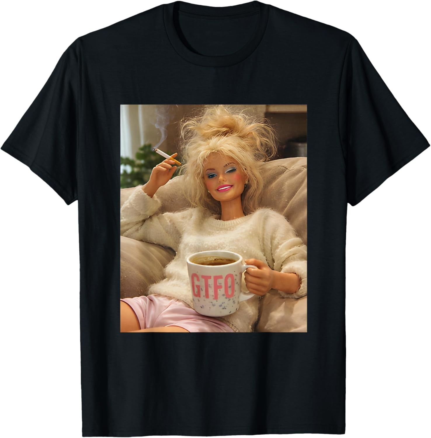 Funny Disgusting Doll Face Smoking Meme Viral Humor Graphic Unisex Tee