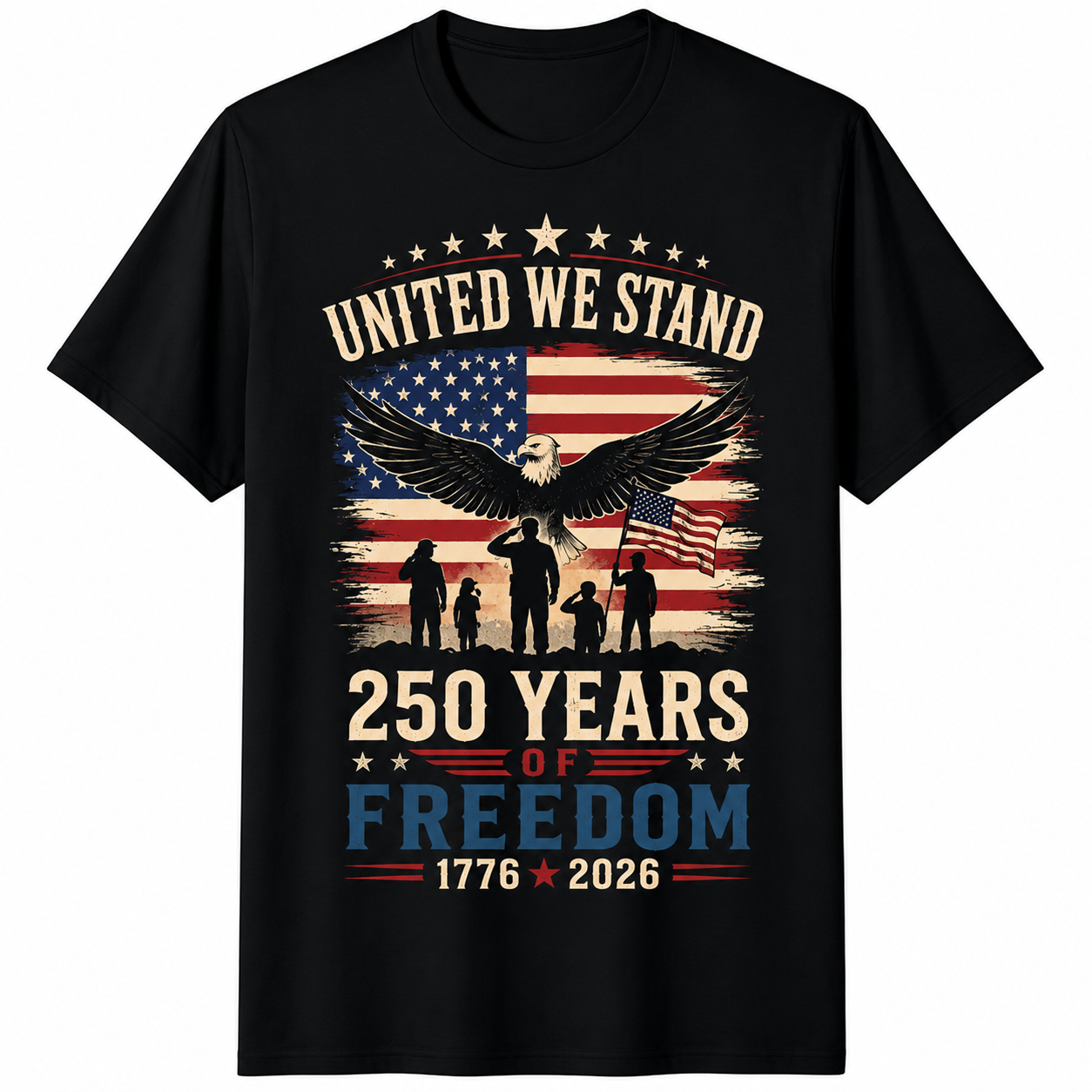 America 250 Years Of Freedom Patriotic Eagle Flag 1776 2026 4th July Unisex Tee