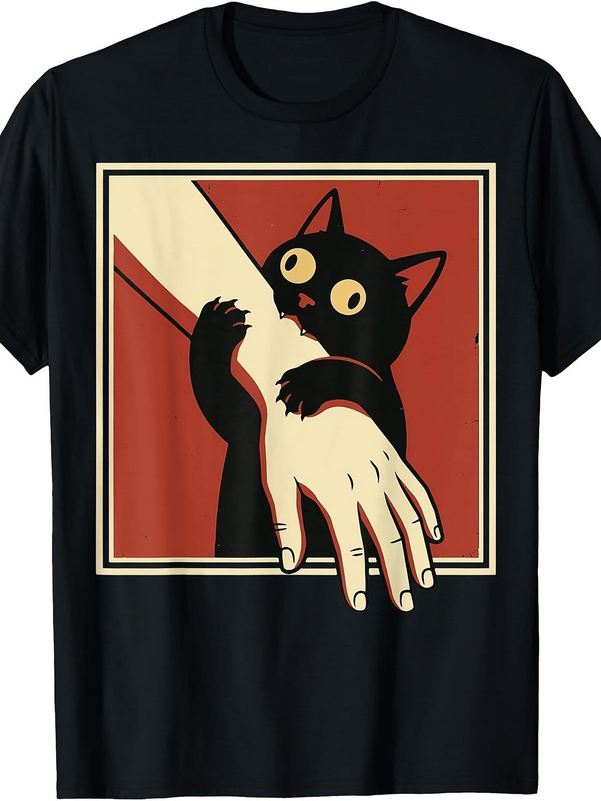Retro Cat Biting Arm Vintage Black Cat Lover Funny Casual Gift Unisex Tee