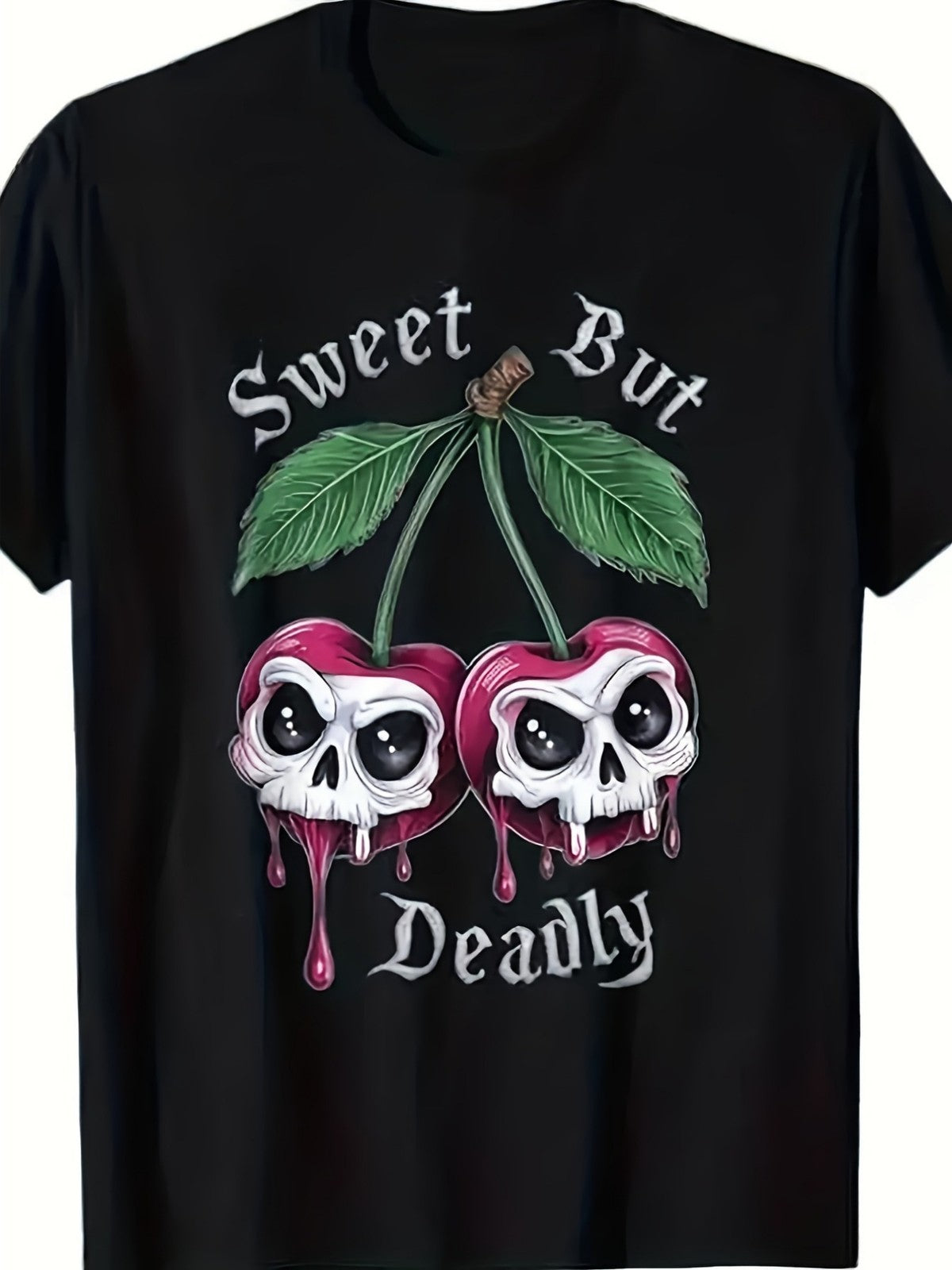 Sweet But Deadly Gothic Cherry Skull Halloween Casual Dark Gift Trendy UnisexTee